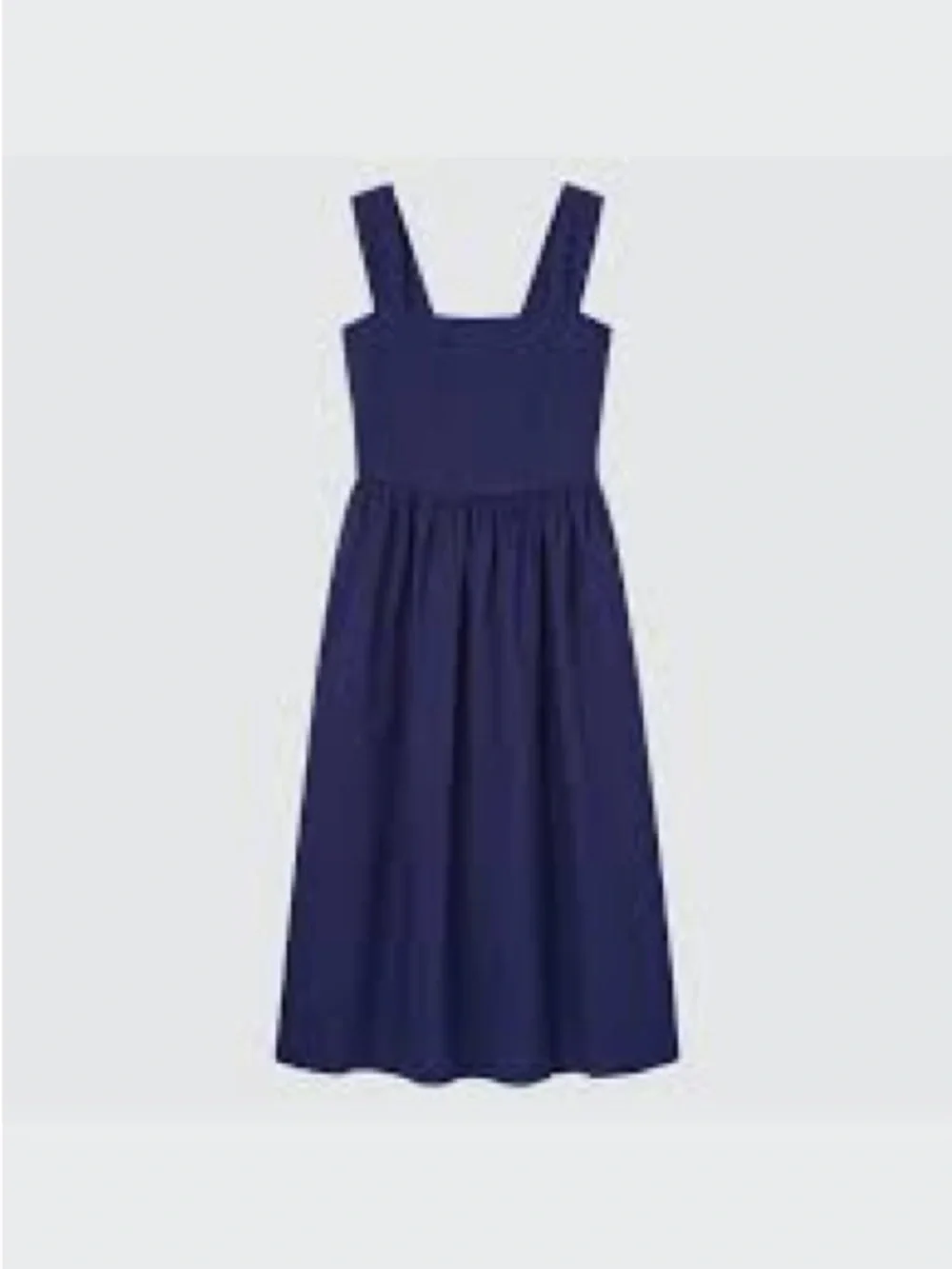 Uniqlo Navy Blue Linen Blend Shirring Sleeveless Midi Dress Medium VGUC - Picture 7 of 9